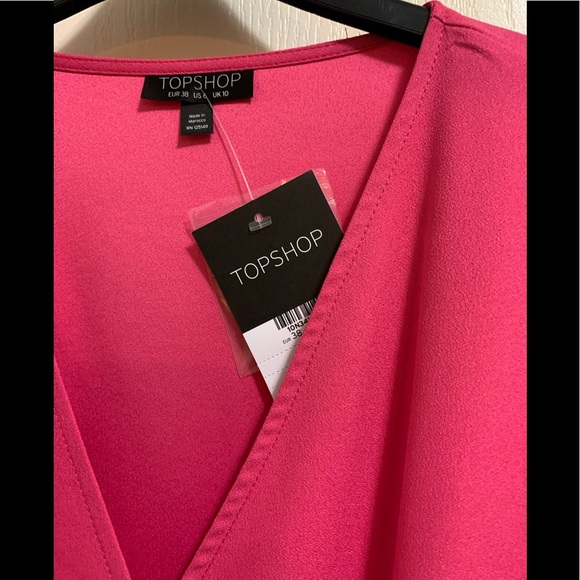 NWT - TOPSHOP HOT PINK RUFFLE DRESS - Picture 5 of 5